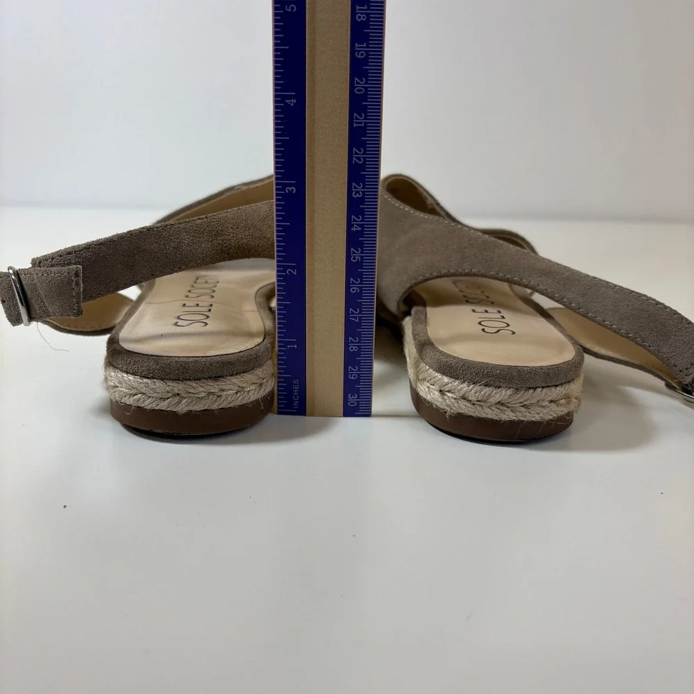 Sole Society Women Suede Espadrille Slingback Flat Sandal Size 7 Tan Summer Boho